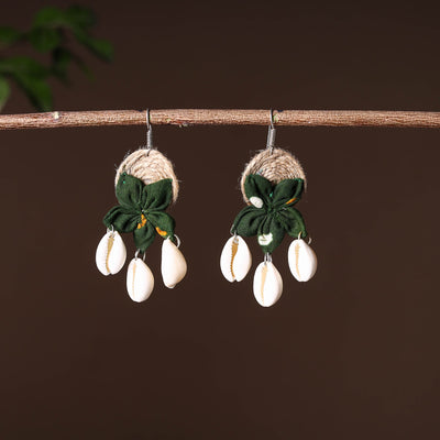 Buy Handcrafted Jute Phool Kali Shell Earrings