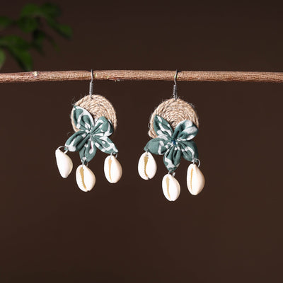 Buy Handcrafted Jute Phool Kali Shell Earrings