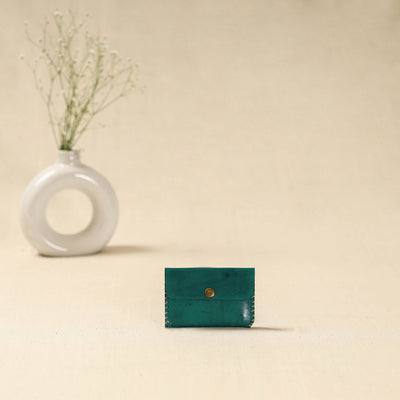 Green - handcrafted kutch embroidery leather card holder 12