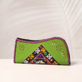 Green Handcrafted Kutch Embroidery Leather Clutch / Wallet
