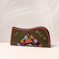 Green Handcrafted Kutch Embroidery Leather Clutch / Wallet