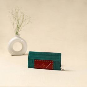 Green - handcrafted kutch leather clutch / wallet 28