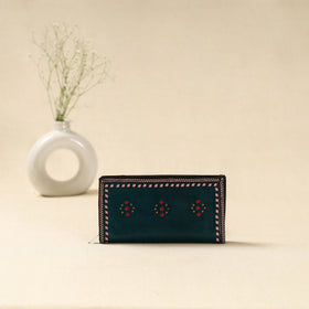 Green - handcrafted kutch leather clutch / wallet 36