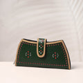 Green Handcrafted Kutch Leather Clutch / Wallet