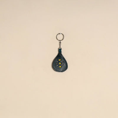 Green - handcrafted kutch leather keychain 11