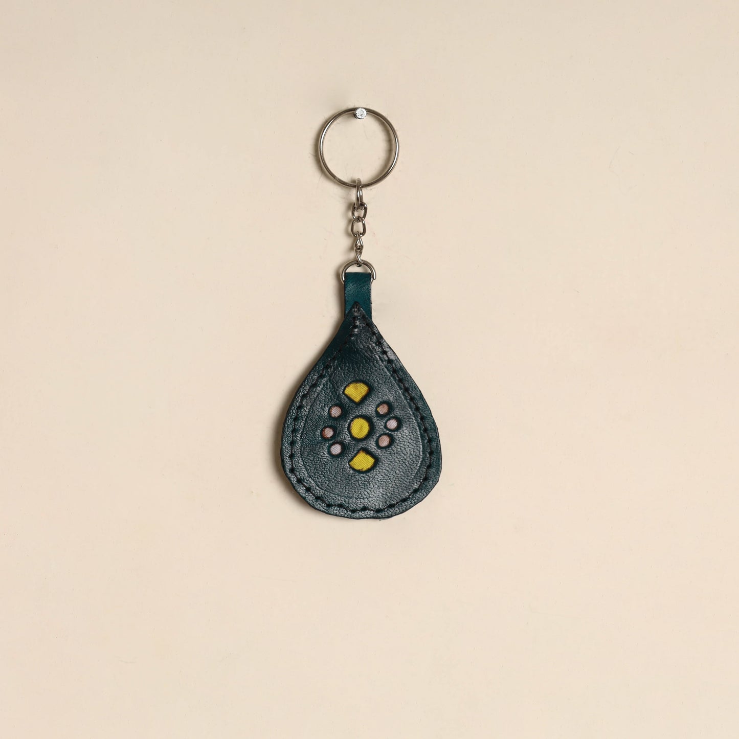 Green - handcrafted kutch leather keychain 11