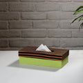 Green Handcrafted Mashru Silk Fabric Tissue Box