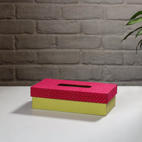 Green Handcrafted Mashru Silk Fabric Tissue Box