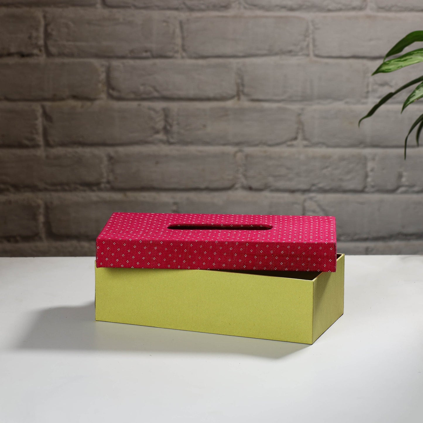 Green Handcrafted Mashru Silk Fabric Tissue Box