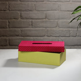 Green Handcrafted Mashru Silk Fabric Tissue Box