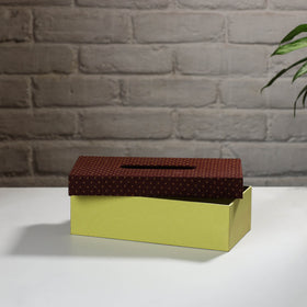 Green Handcrafted Mashru Silk Fabric Tissue Box