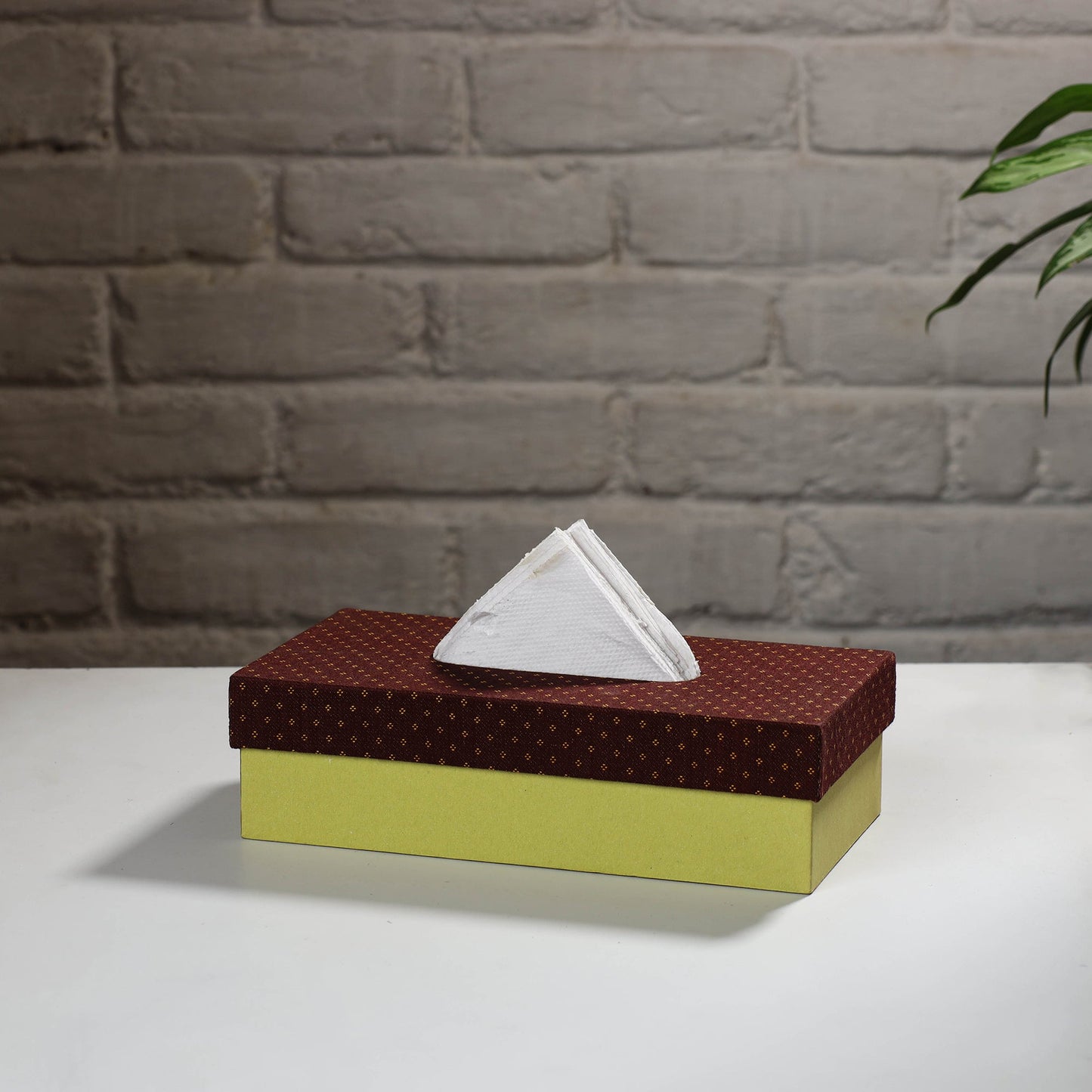 Green Handcrafted Mashru Silk Fabric Tissue Box