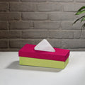 Green Handcrafted Mashru Silk Fabric Tissue Box
