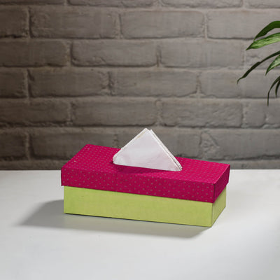 Green Handcrafted Mashru Silk Fabric Tissue Box