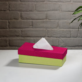 Green Handcrafted Mashru Silk Fabric Tissue Box