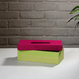 Green Handcrafted Mashru Silk Fabric Tissue Box
