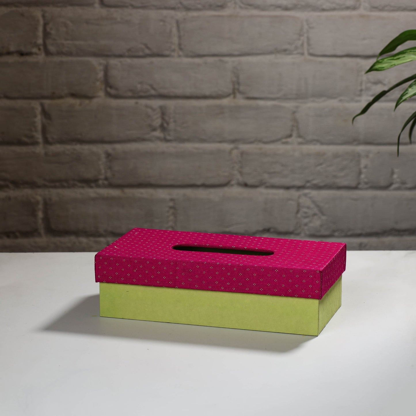 Green Handcrafted Mashru Silk Fabric Tissue Box
