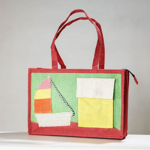 Green Handcrafted Multipurpose Jute Hand Bag
