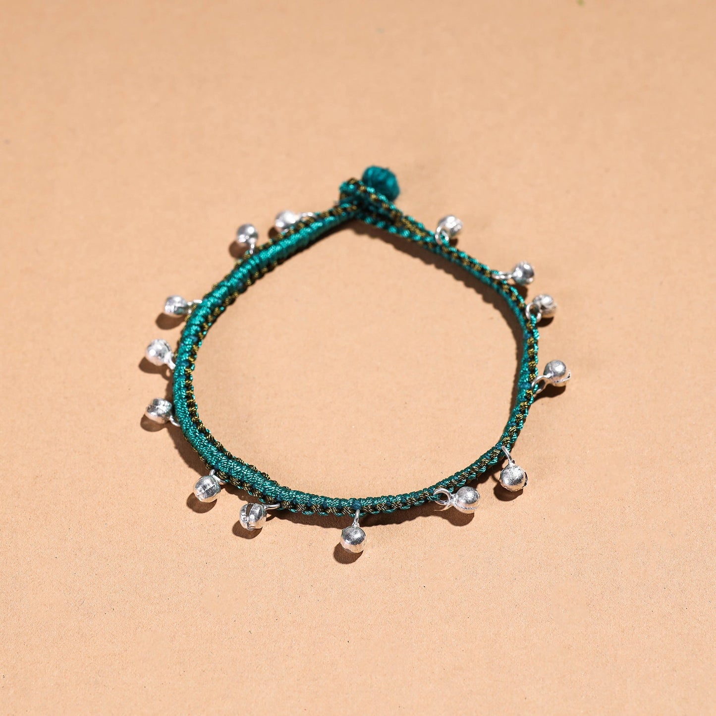  Handcrafted Patwa Thread & Ghungroo Work Anklet 