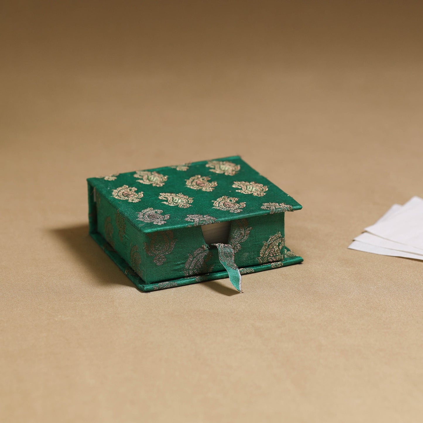 Green - handcrafted printed card holder with slips 13