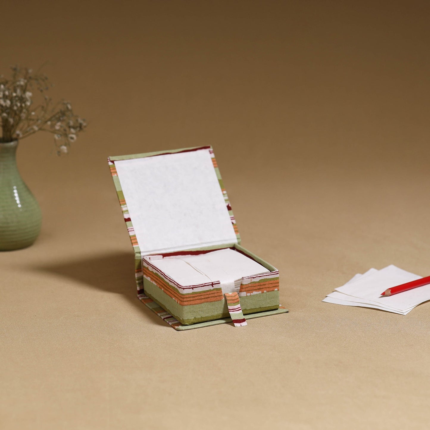 Green - handcrafted printed card holder with slips 22