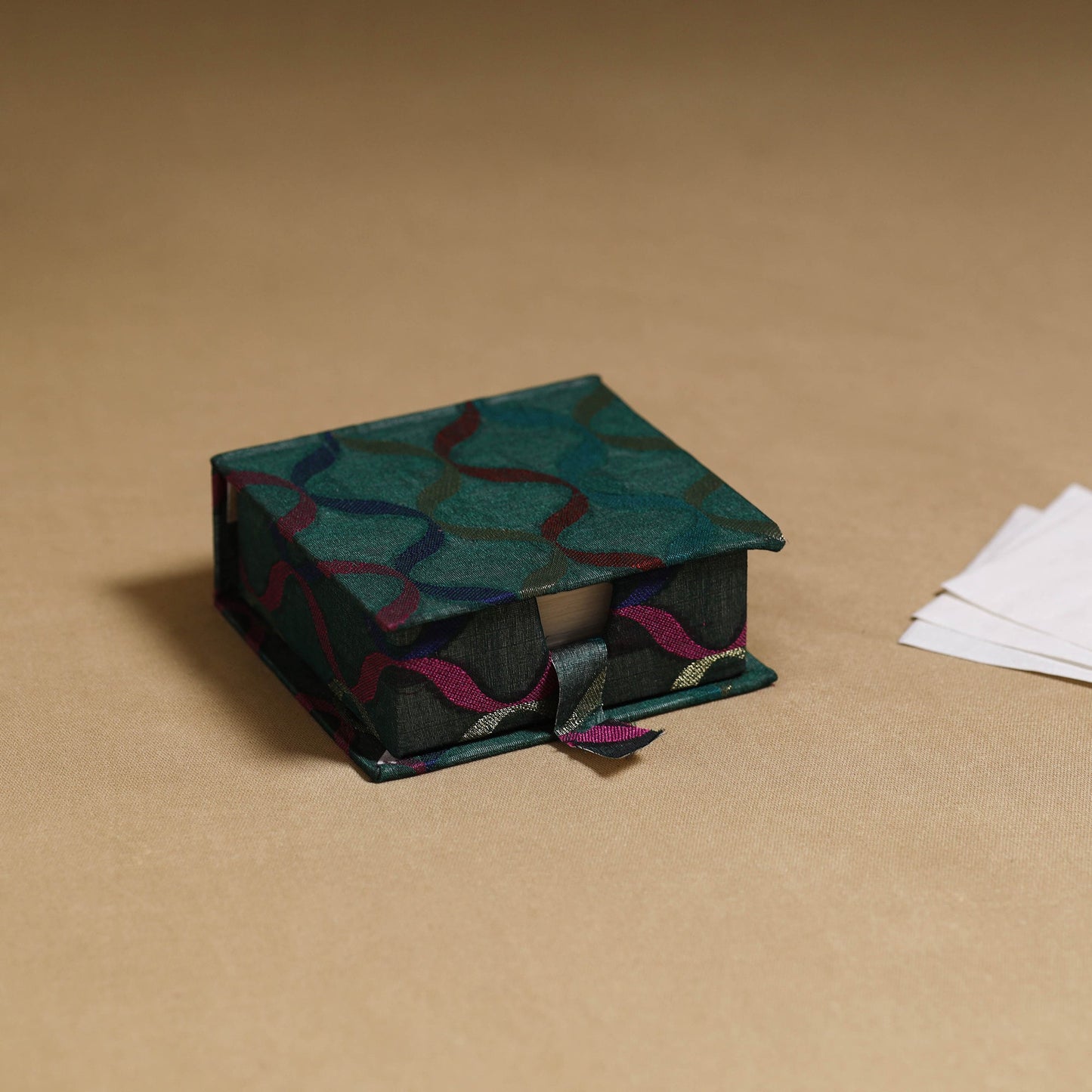 Green - handcrafted printed card holder with slips 38