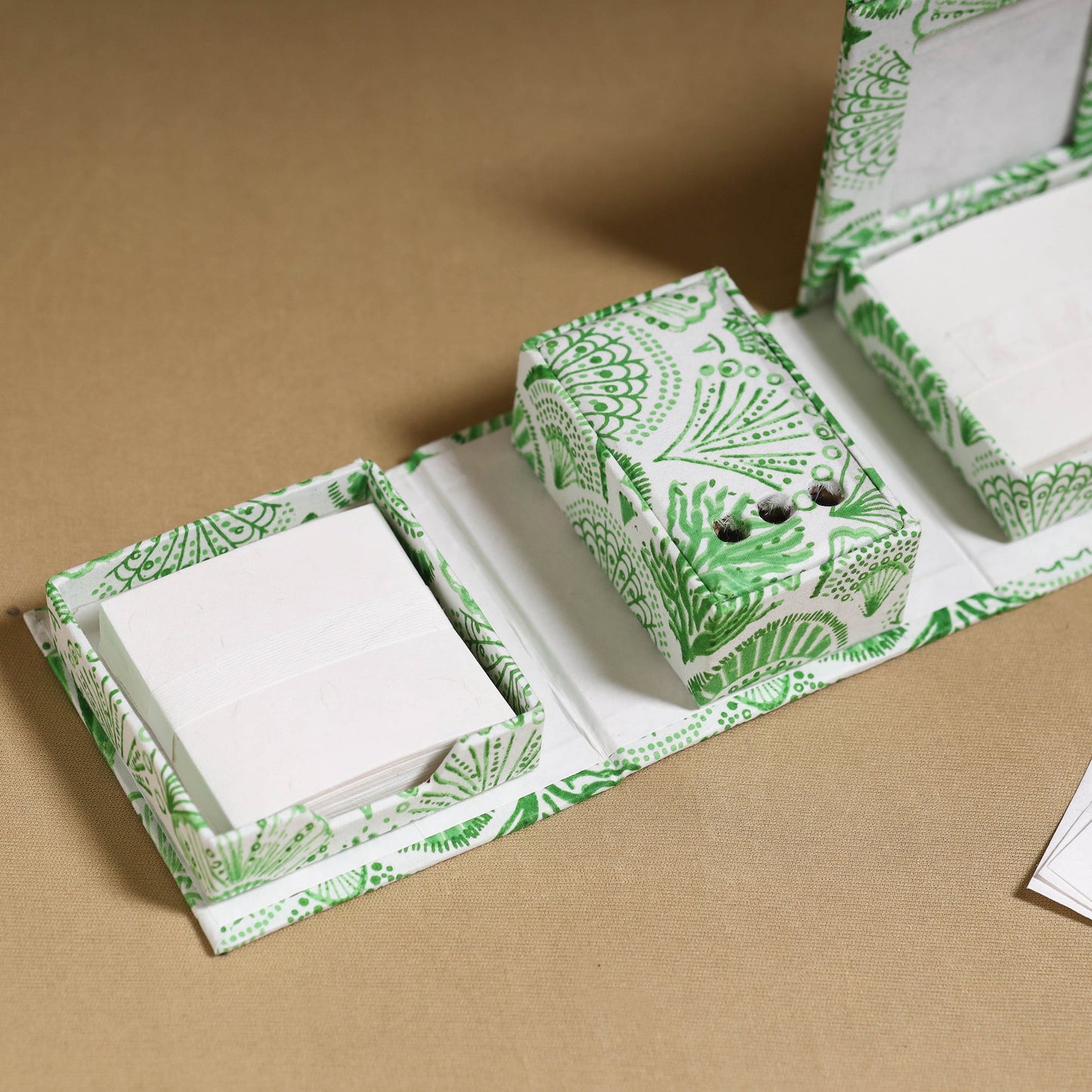 Green - handcrafted printed organizer stationery kit 53