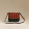 Handcrafted quilted ajrakh block printed fabric sling bag