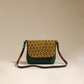 Handcrafted quilted ajrakh block printed fabric sling bag