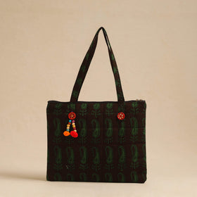  Green Handcrafted Quilted Cotton Hand Bag