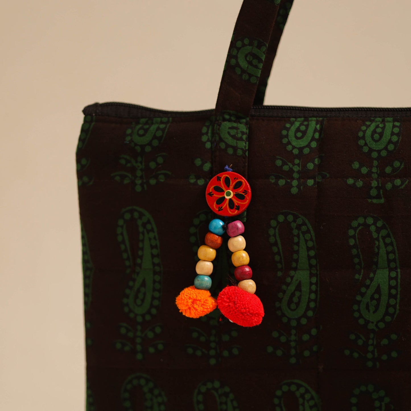  Green Handcrafted Quilted Cotton Hand Bag