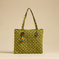 Green Handcrafted Quilted Cotton Hand Bag