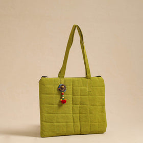  Green Handcrafted Quilted Cotton Hand Bag