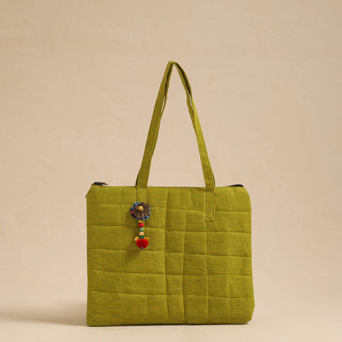  Green Handcrafted Quilted Cotton Hand Bag