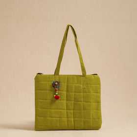  Green Handcrafted Quilted Cotton Hand Bag