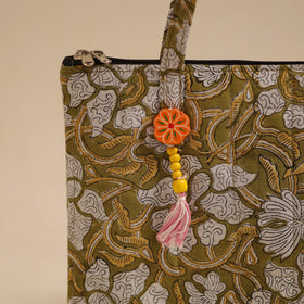 Green Handcrafted Quilted Cotton Hand Bag