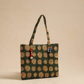 Green Handcrafted Quilted Cotton Hand Bag
