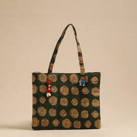 Green Handcrafted Quilted Cotton Hand Bag