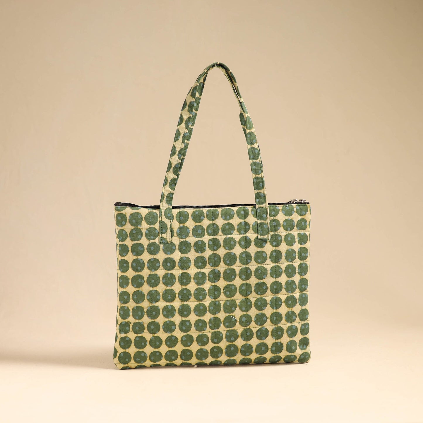 Green Handcrafted Quilted Cotton Handbag