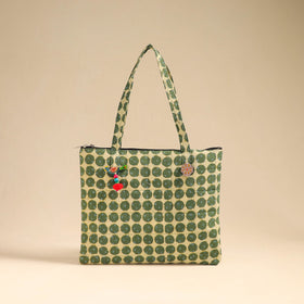 Green Handcrafted Quilted Cotton Handbag