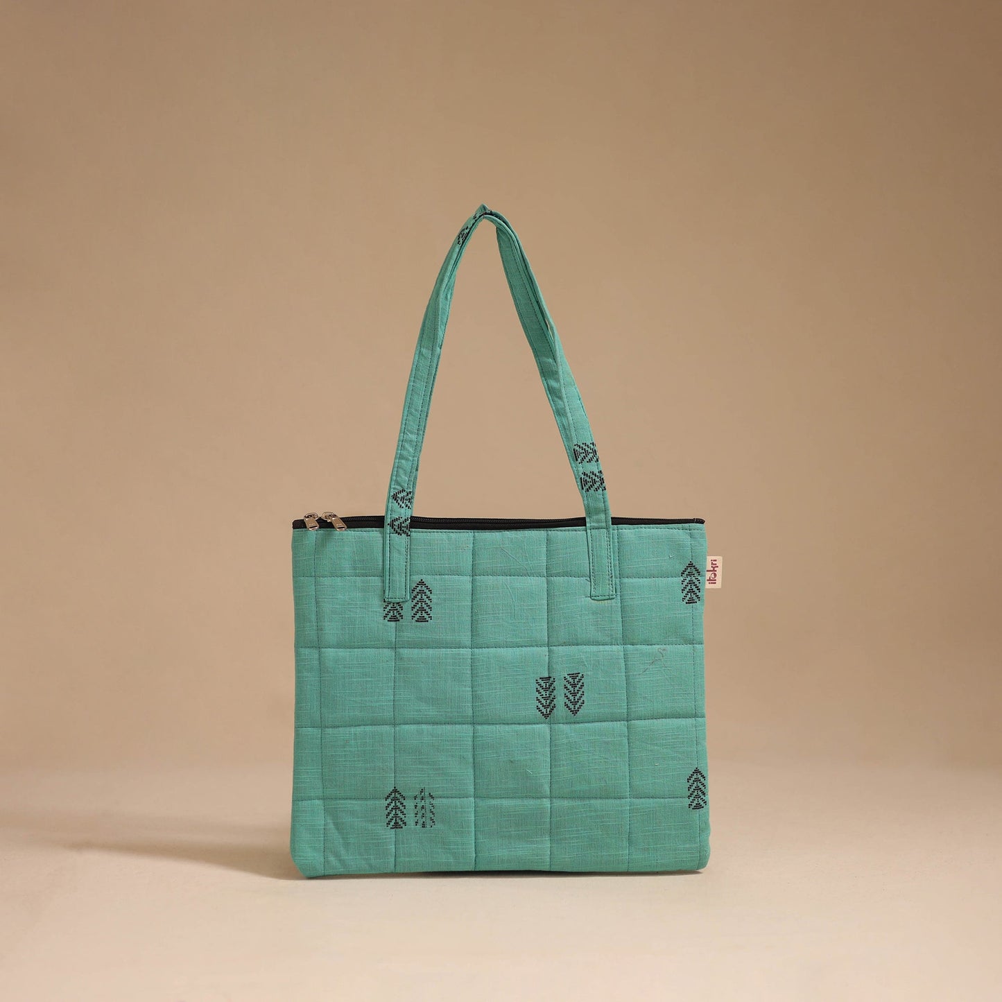 Green - handcrafted quilted cotton handbag 16
