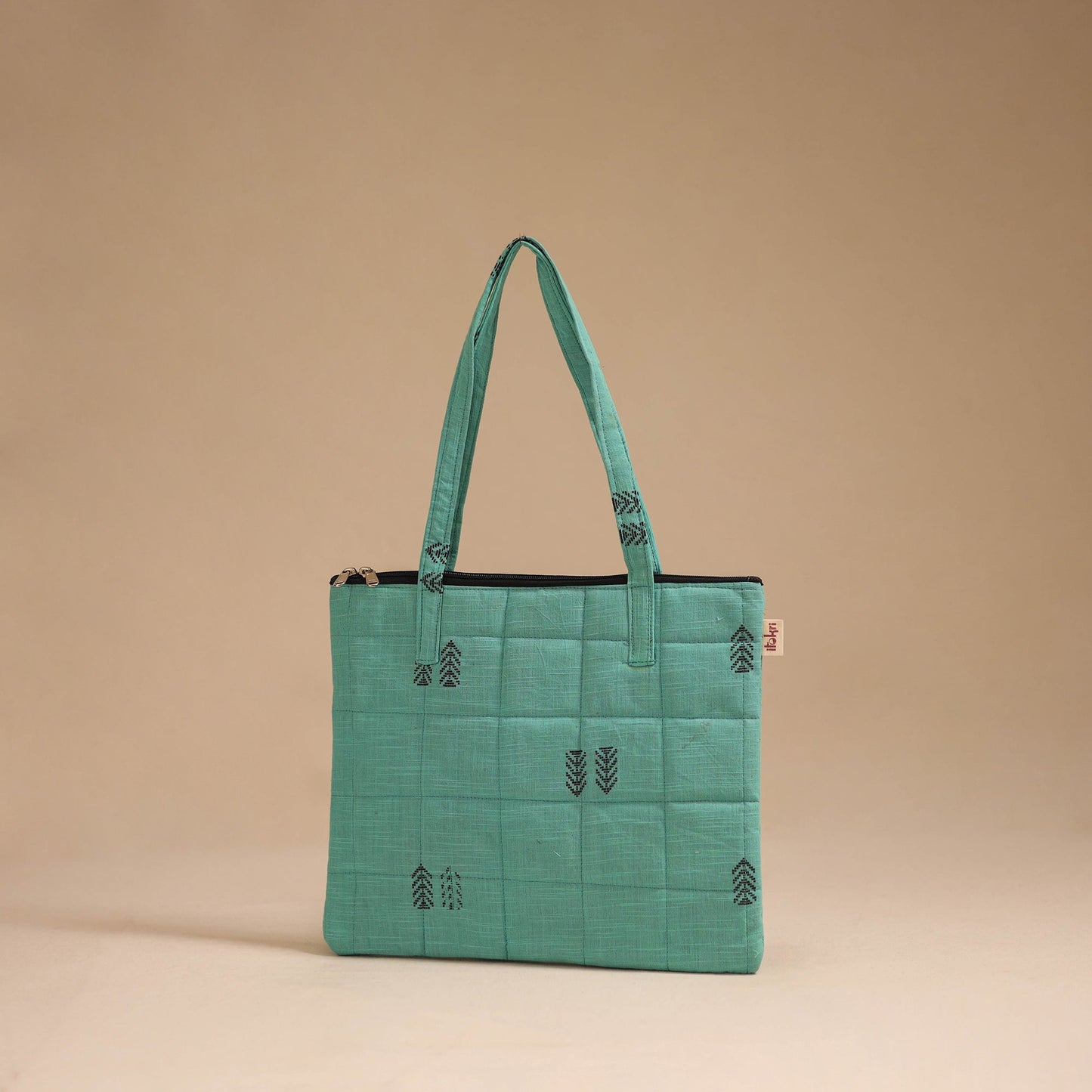 Green - handcrafted quilted cotton handbag 16