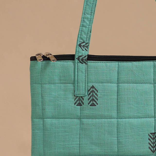 Green - handcrafted quilted cotton handbag 16