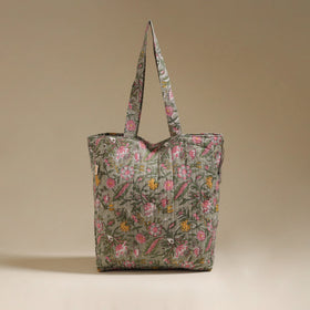 Handcrafted quilted sanganeri block printed fabric tote bag