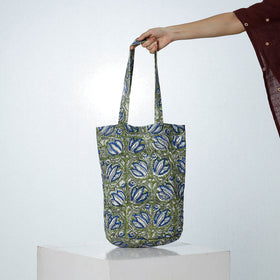 Green - Handcrafted Quilted Sanganeri Block Printed Shoulder Bag