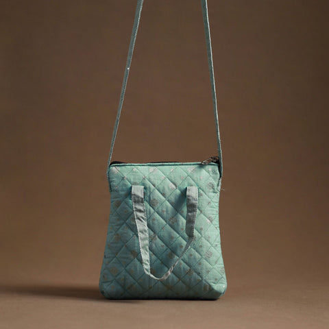 Green - Handcrafted Quilted Silk Sling Bag 01
