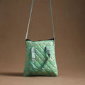 Green - handcrafted quilted silk sling bag 08