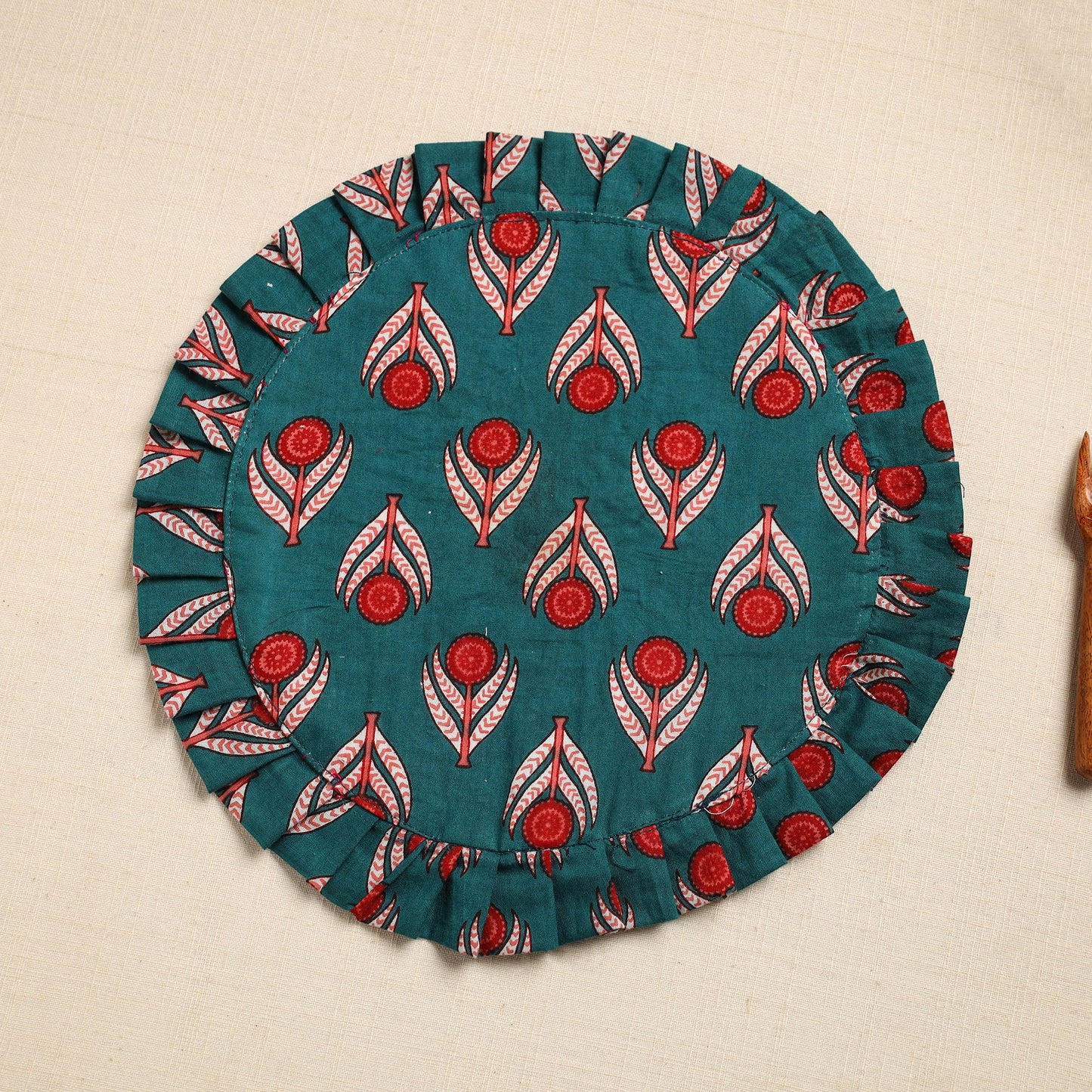  Green Handcrafted Sanganeri Cotton Pot Holder