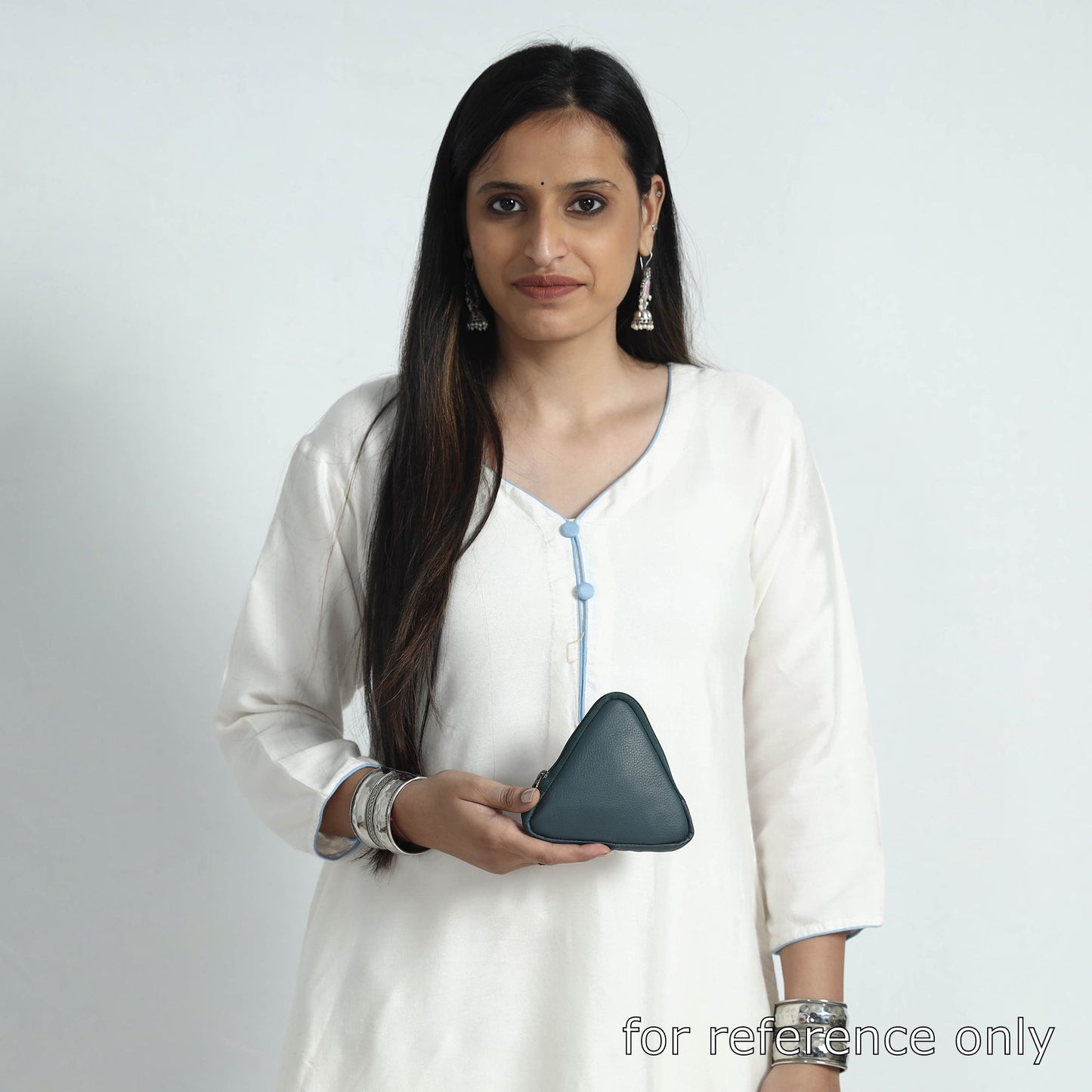 Green Handcrafted Triangle Mini Leather Wallet