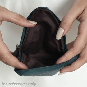 Green Handcrafted Triangle Mini Leather Wallet